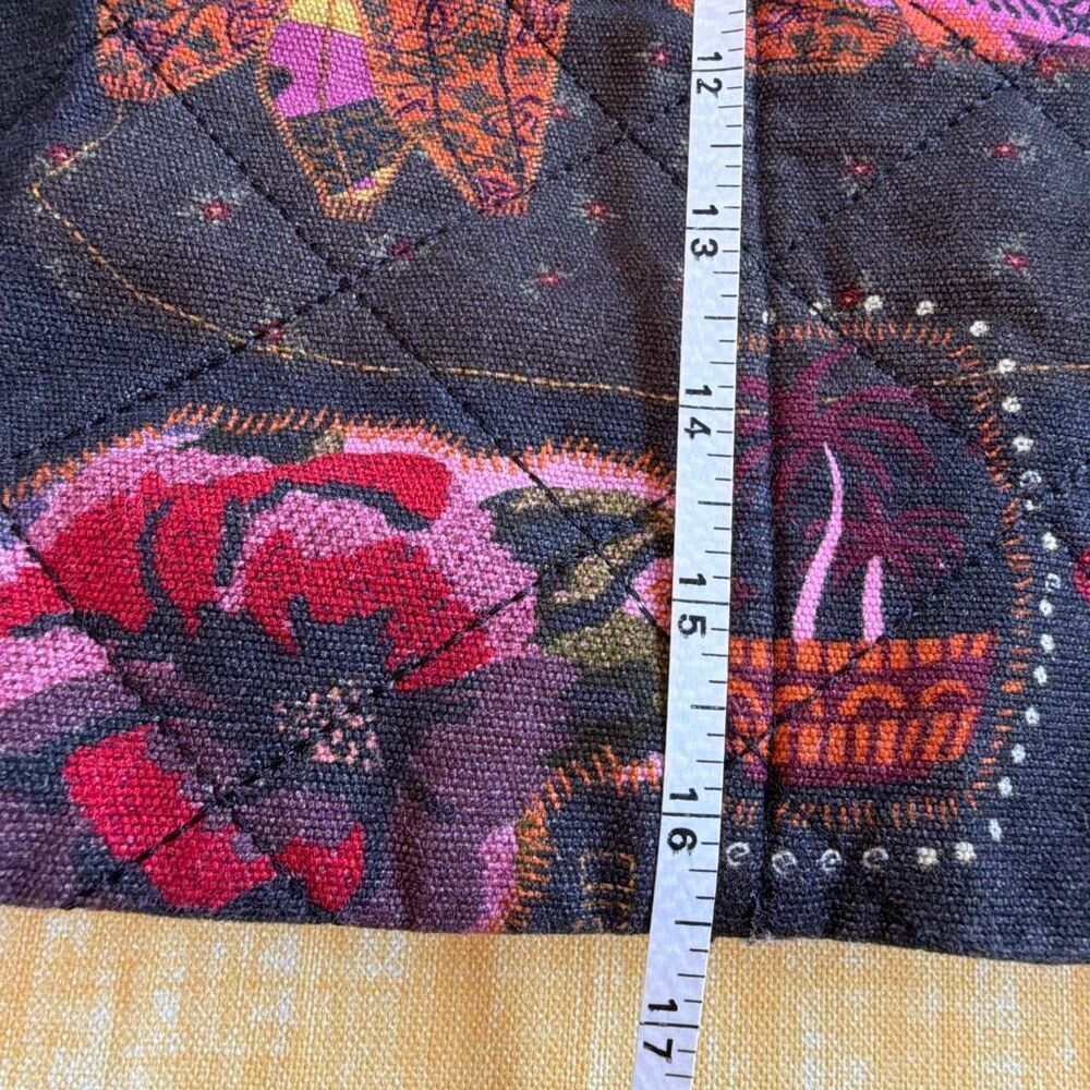 Farm Rio Anthropologie XS Quilted Mini Skirt Purple Orange Tigers - Picture 7 of 8